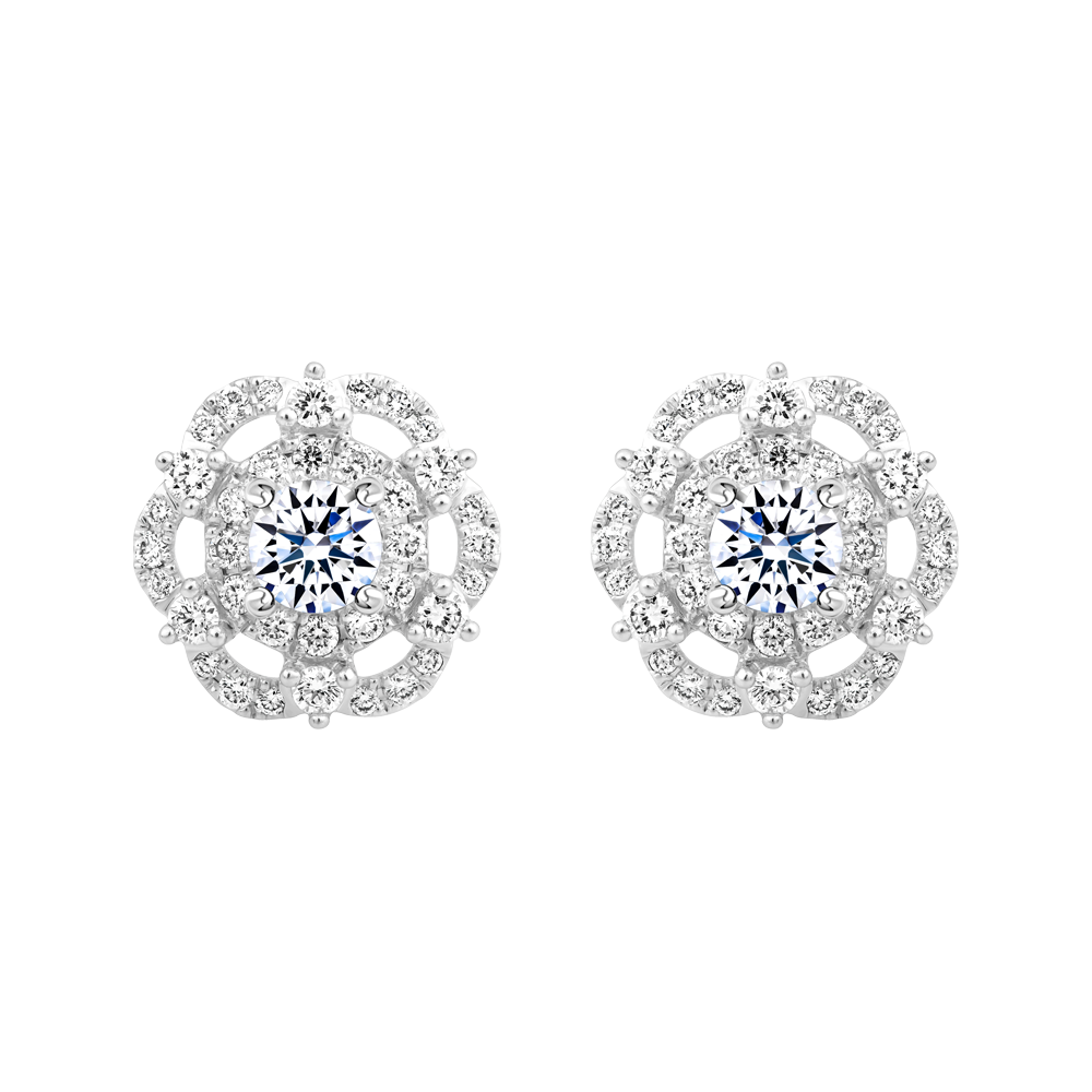 Hoa tai kim cương tấm vàng 14K Garland 2C