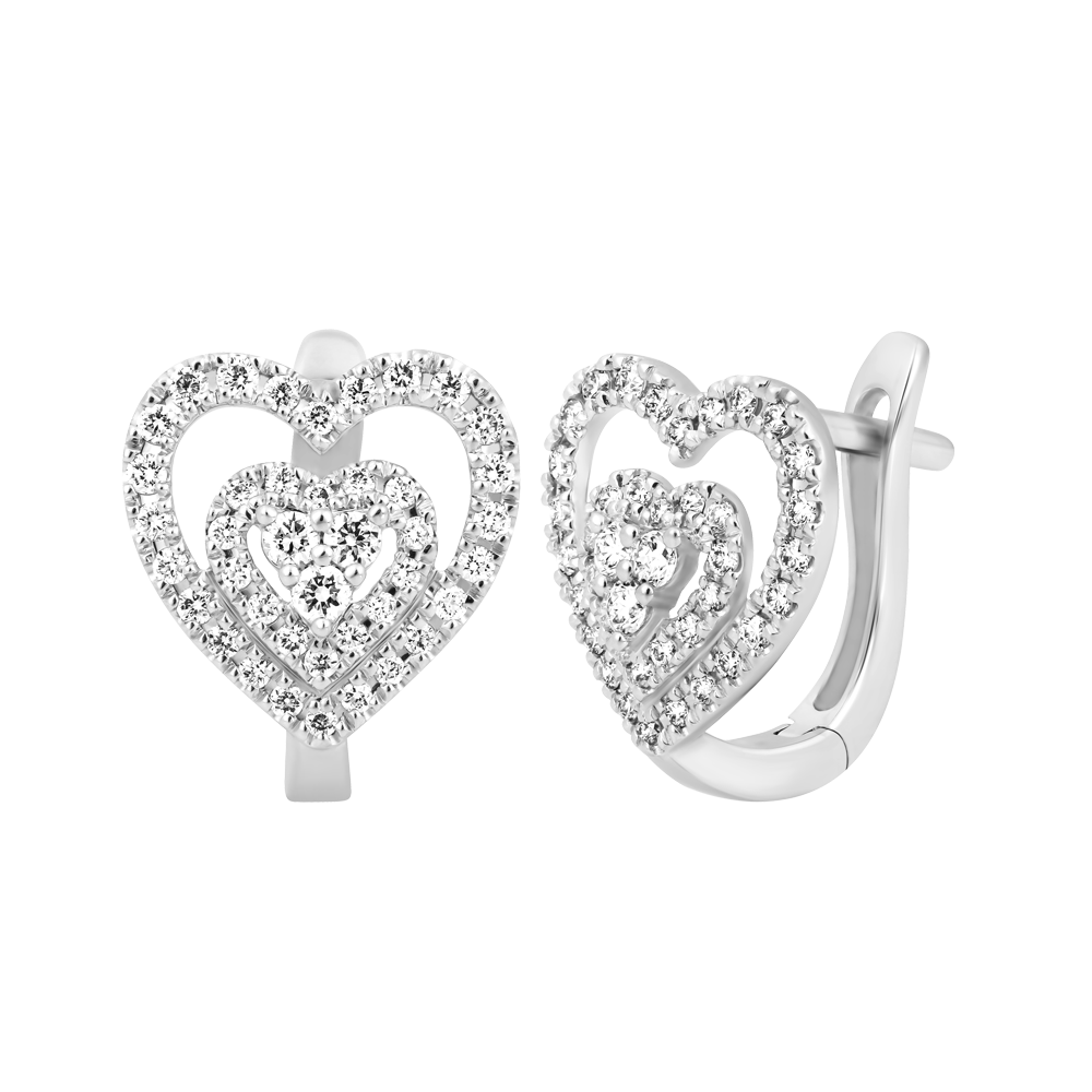 Hoa tai đính đá CZ vàng 14K Heartens