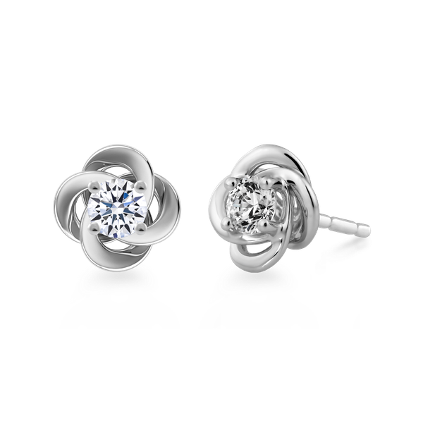 Hoa tai kim cương viên vàng 14K Fate twine GIA 2C GVER0075793M