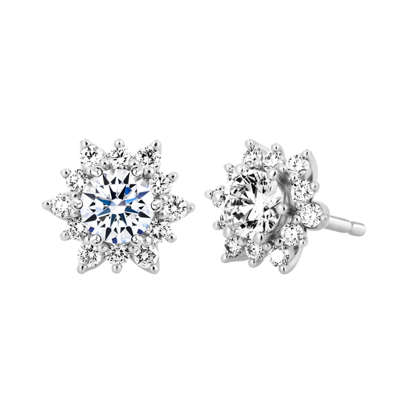 Hoa tai kim cương viên vàng 14K Enimeat GIA 3C