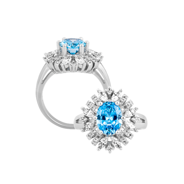 Nhẫn nữ đính đá màu Topaz vàng 14K Rabbin S.Top