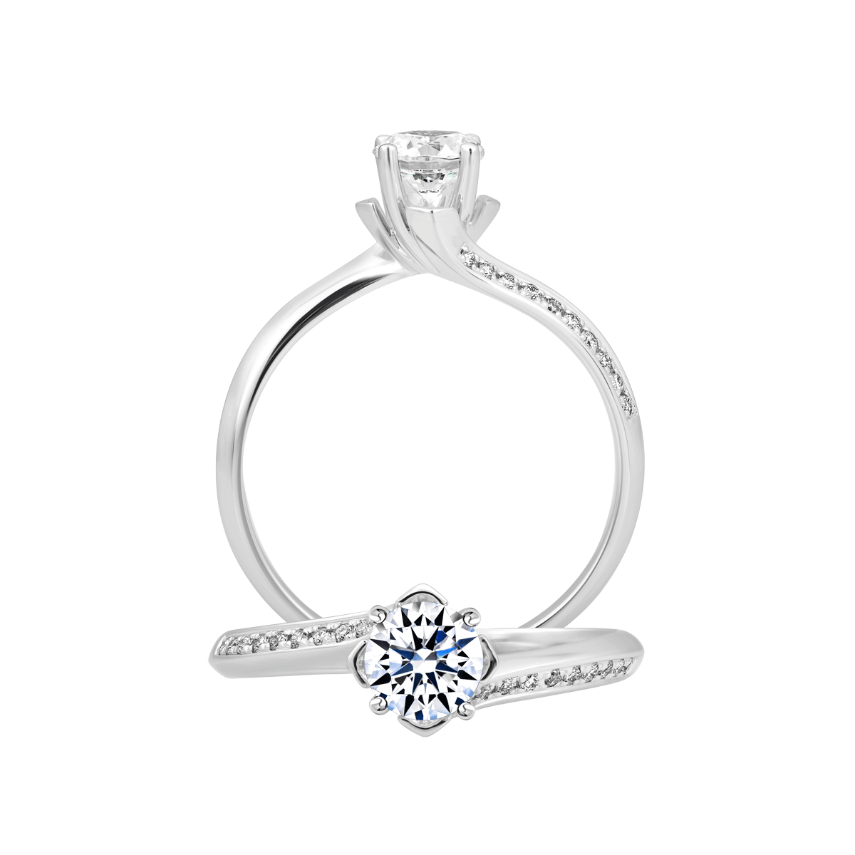 Ổ nhẫn nữ kim cương tấm vàng 14K Dazzling 3C