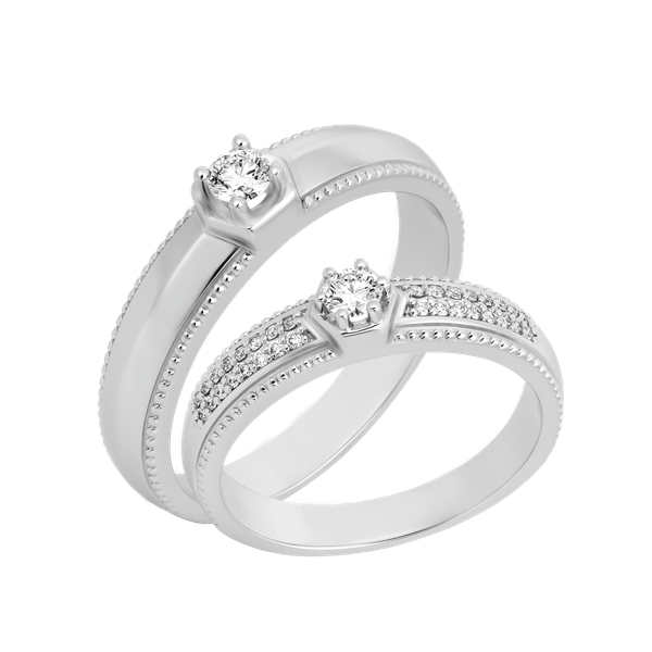 Nhẫn cưới nam kim cương vàng 14K Sweetheart 10p M