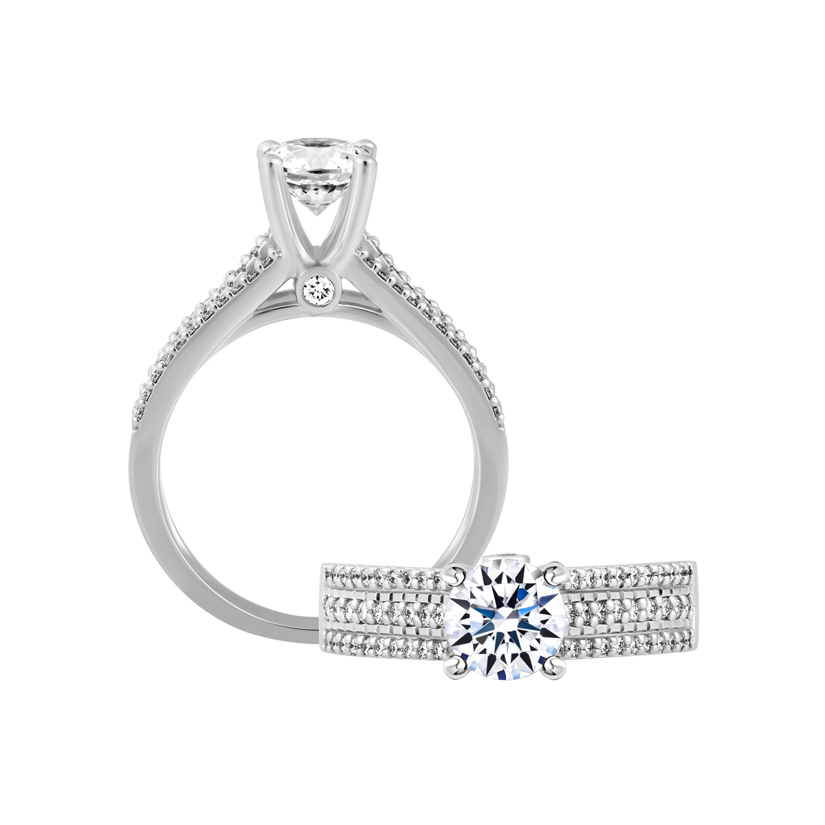 Ổ nhẫn nữ kim cương tấm vàng 14K Adivity 1CT