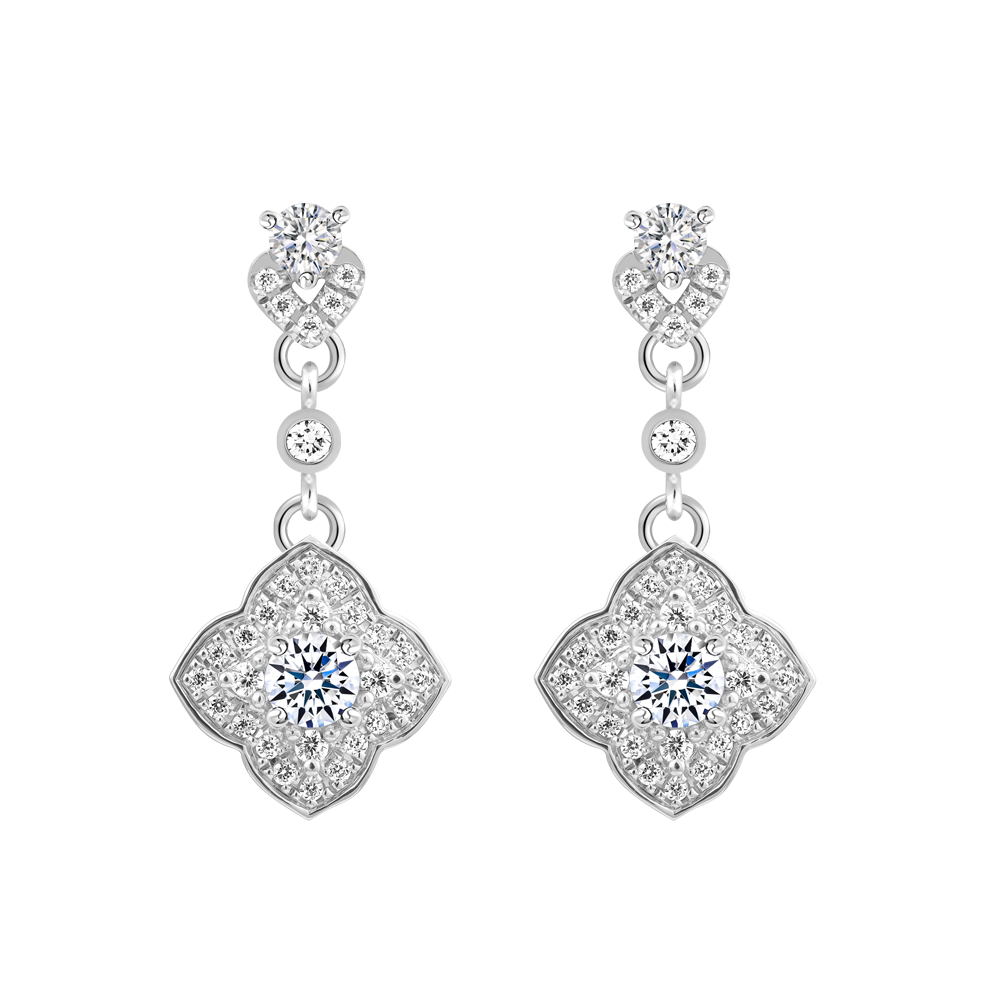 Hoa tai đính đá CZ vàng 18K Lovely Day