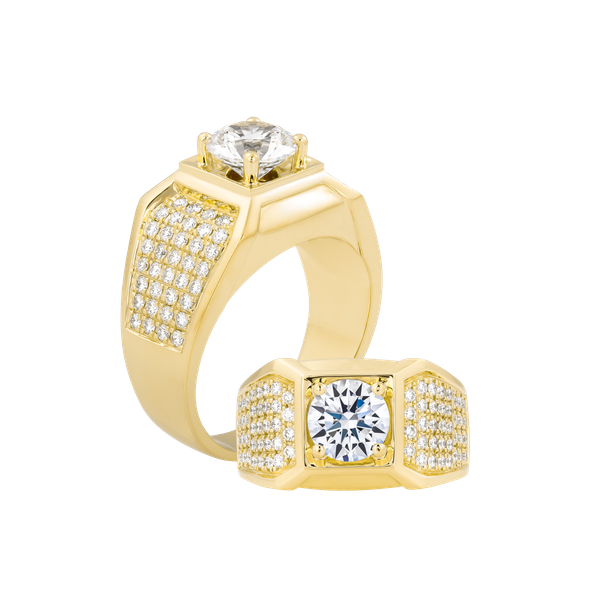 Nhẫn nam kim cương tấm vàng 14K A8 5C Y
