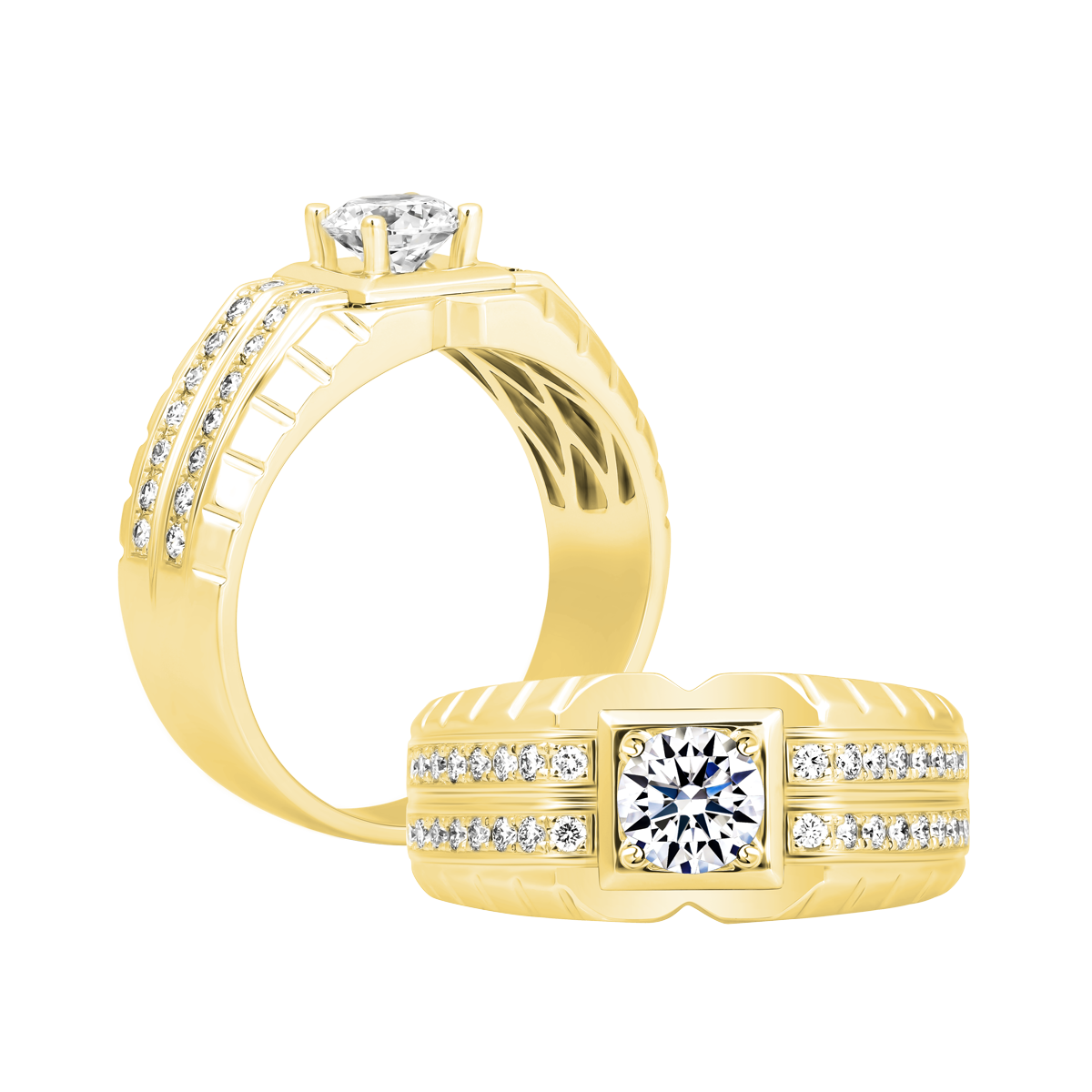 Nhẫn nam kim cương tấm vàng 14K Capital 5C Y