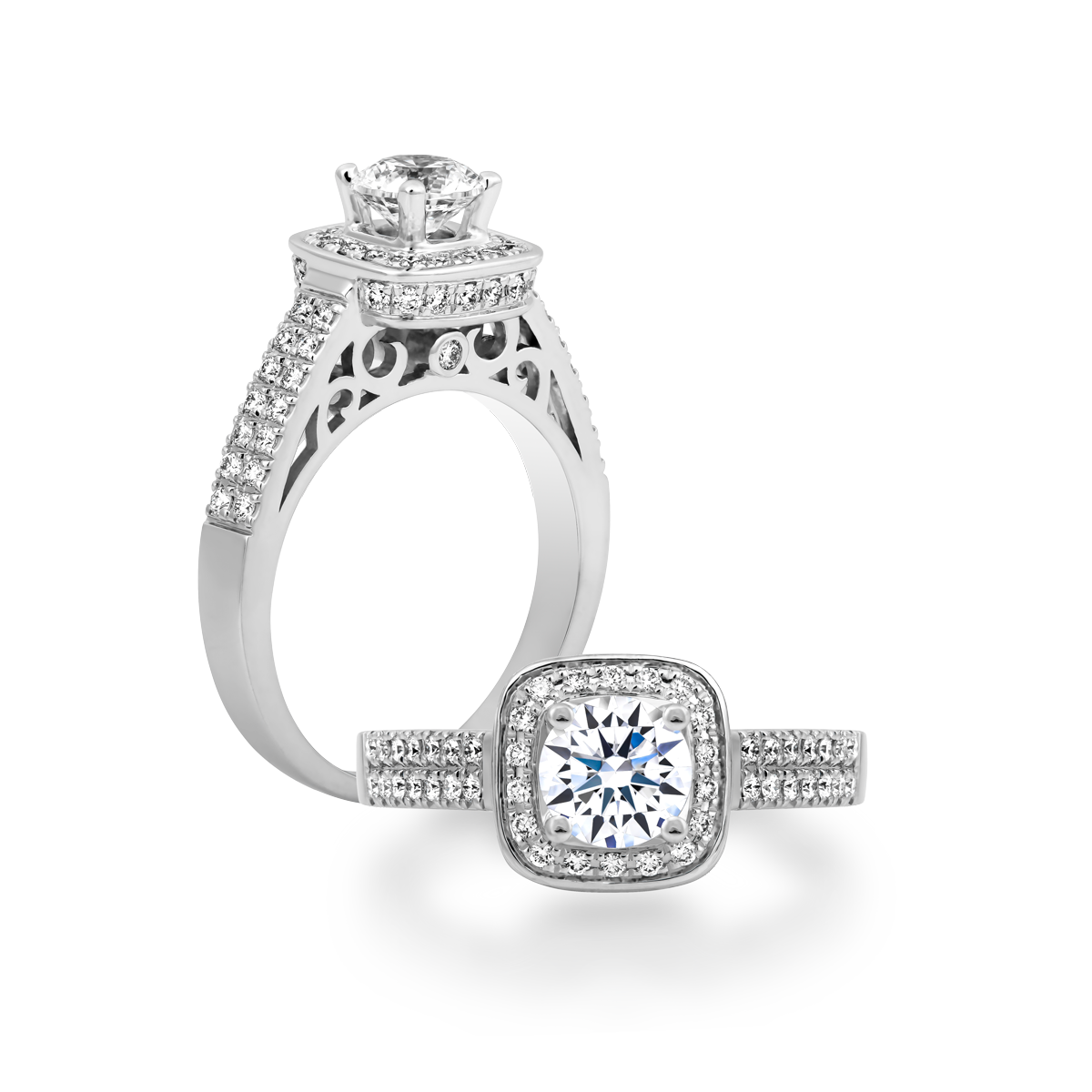 Ổ nhẫn nữ kim cương tấm vàng 14K Marquis N 5C