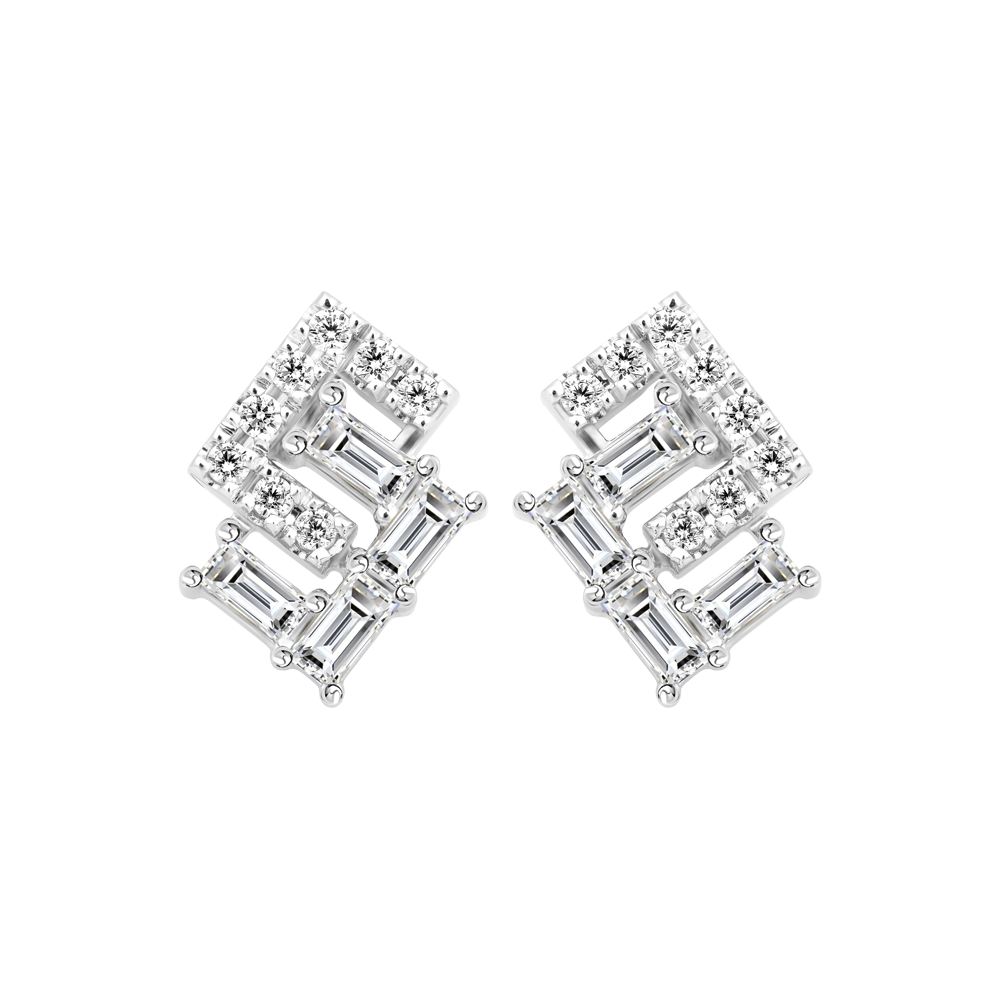 Hoa tai đính đá CZ vàng 14K Poeting