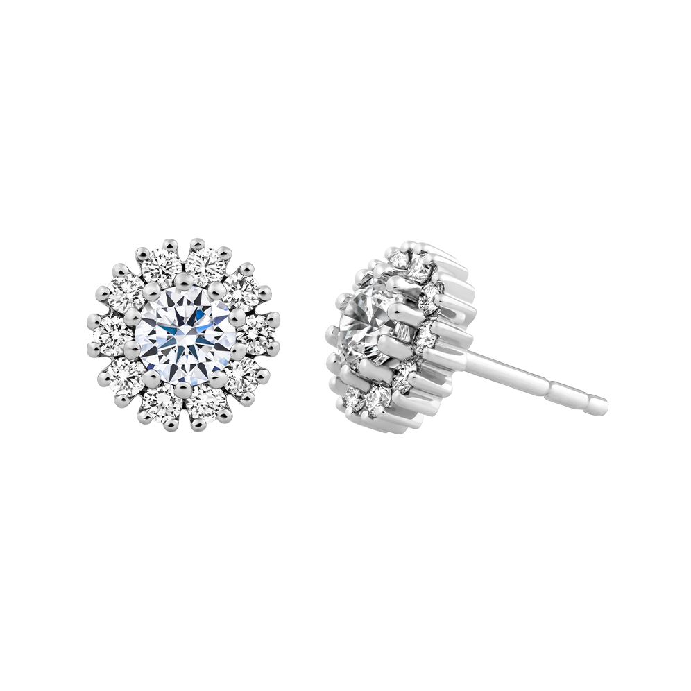 Hoa tai kim cương tấm vàng 14K Snowflower N 2C