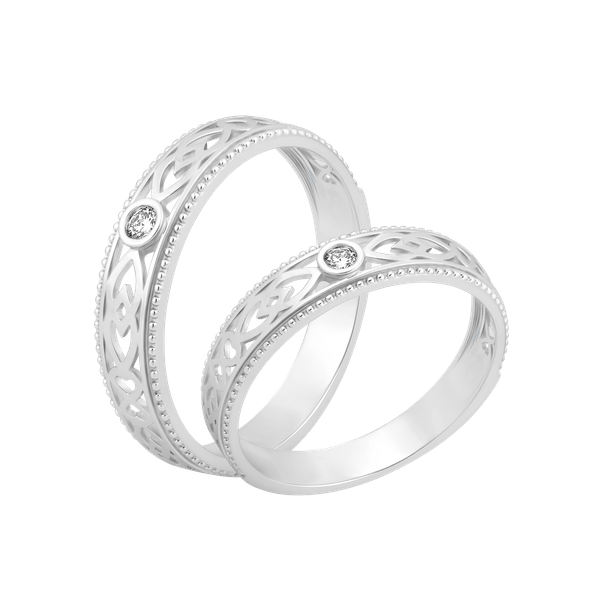 Nhẫn cưới nam kim cương viên vàng 14K Doubling M