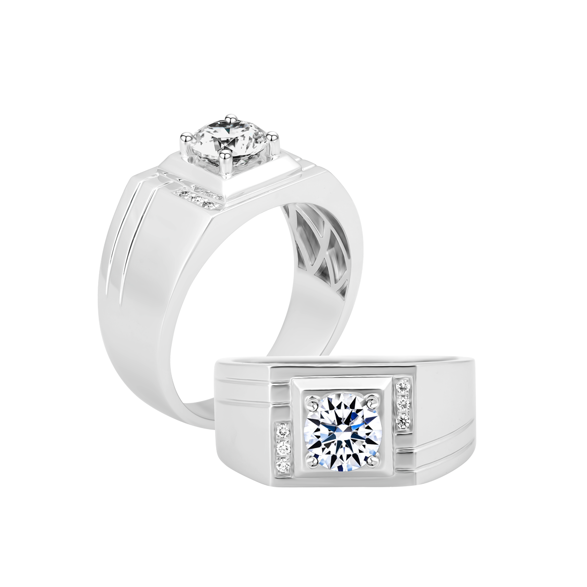 Nhẫn nam kim cương tấm vàng 14K Valora 1CT W