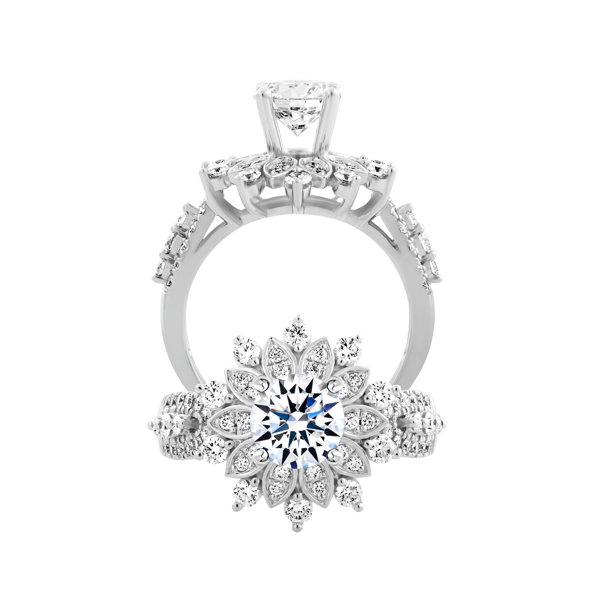 Nhẫn nữ kim cương 8 Hearts & Arrows vàng 14K Radiance H&A 2C GVRG0254046