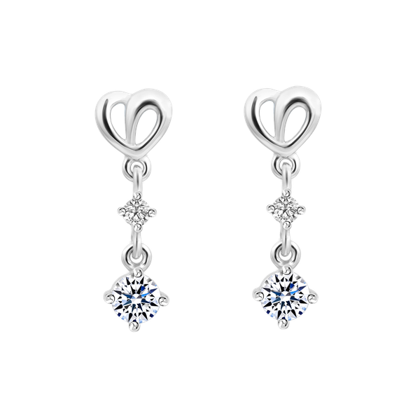 Hoa tai đính đá CZ vàng 14K Filling Heart 2C