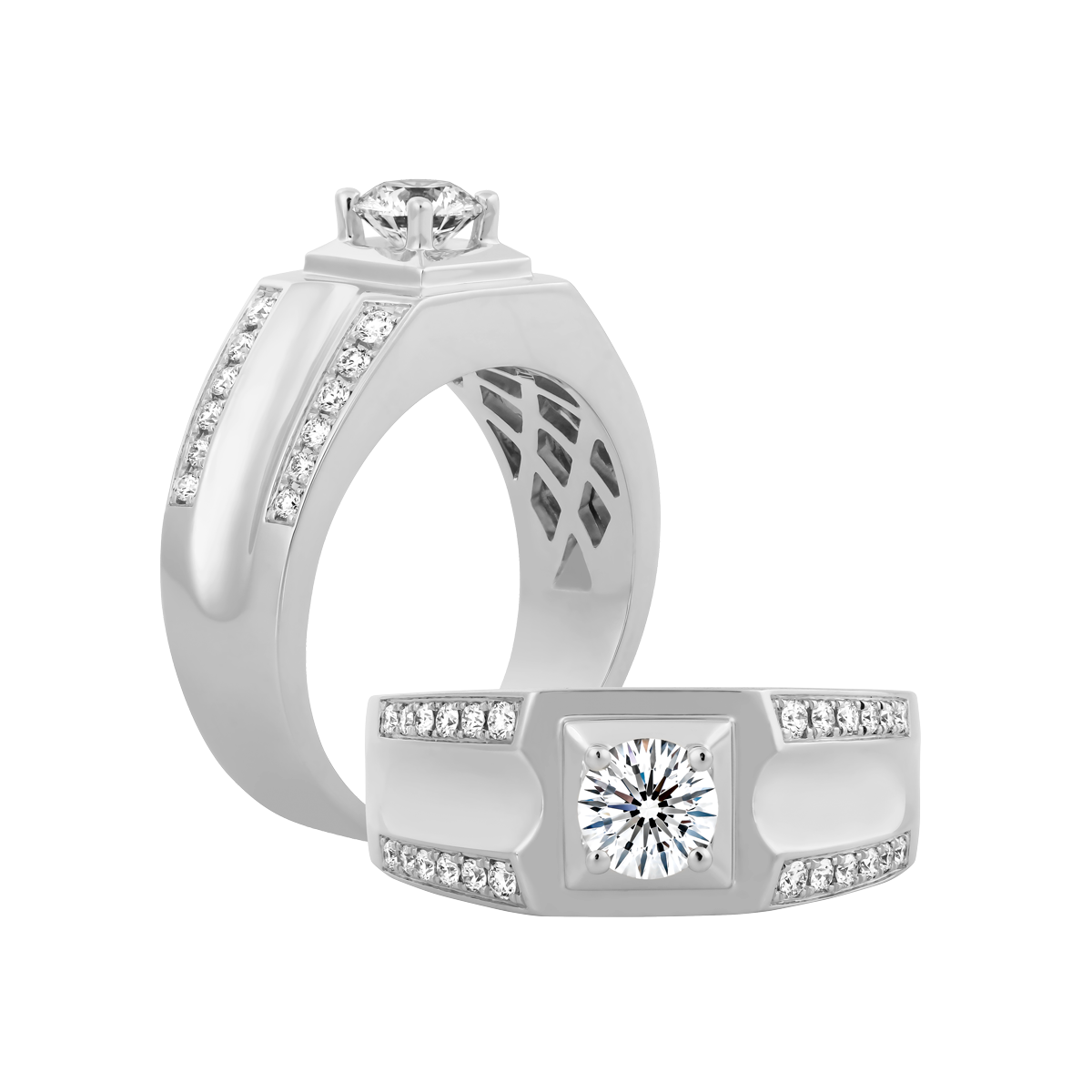 Ổ nhẫn nam kim cương tấm vàng 14K Martines 5C W