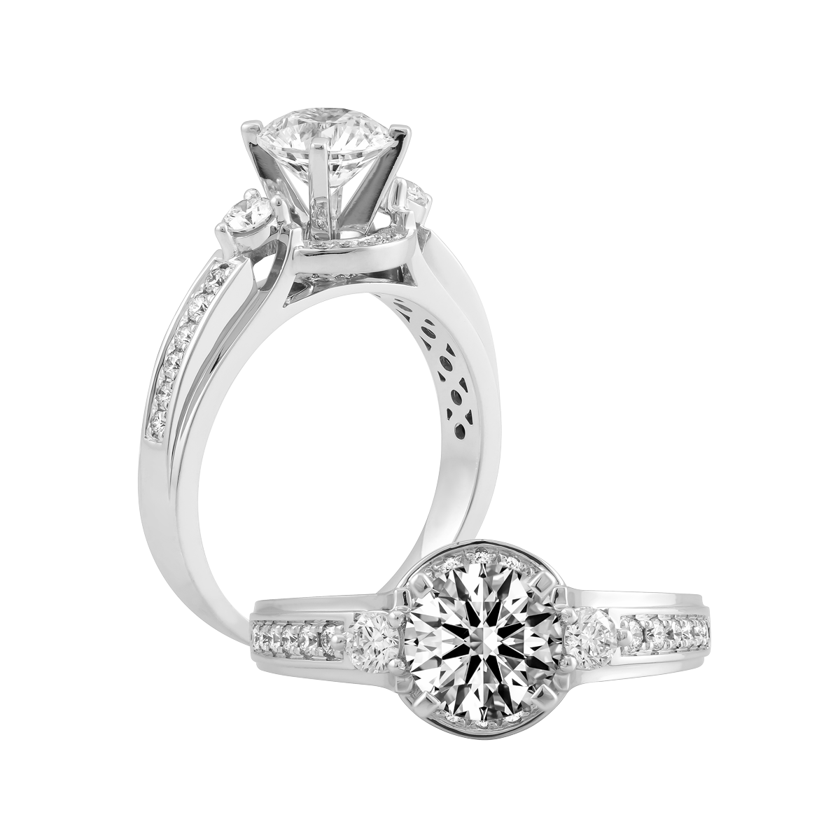 Ổ nhẫn nữ kim cương tấm vàng 14K Galena N 5C