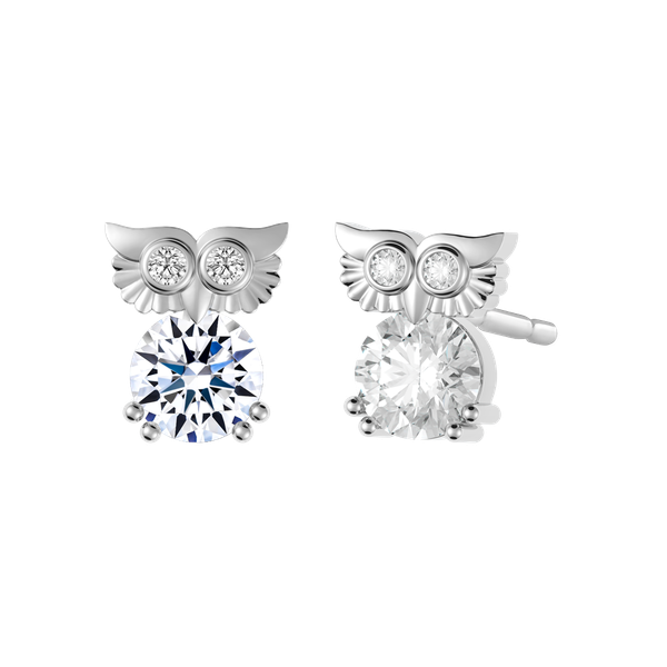 Hoa tai đính đá CZ vàng 10K Owly 5C