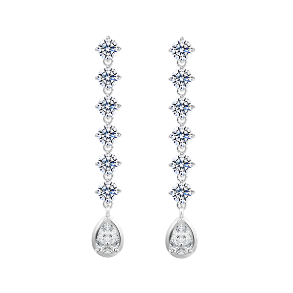 Hoa tai đính đá CZ vàng 18K Solitare PE