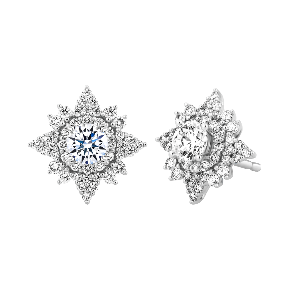 Hoa tai kim cương tấm vàng 14K Fervency 5C