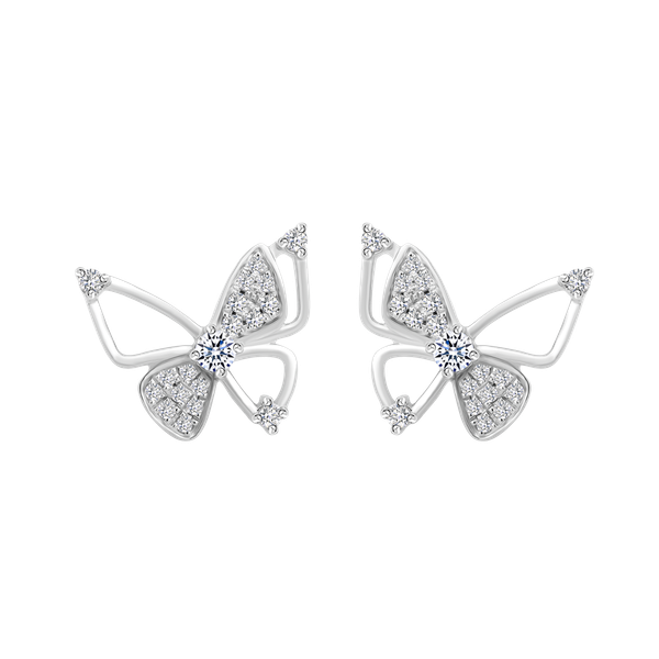 Hoa tai kim cương viên vàng 14K Lighting Butterfly TD