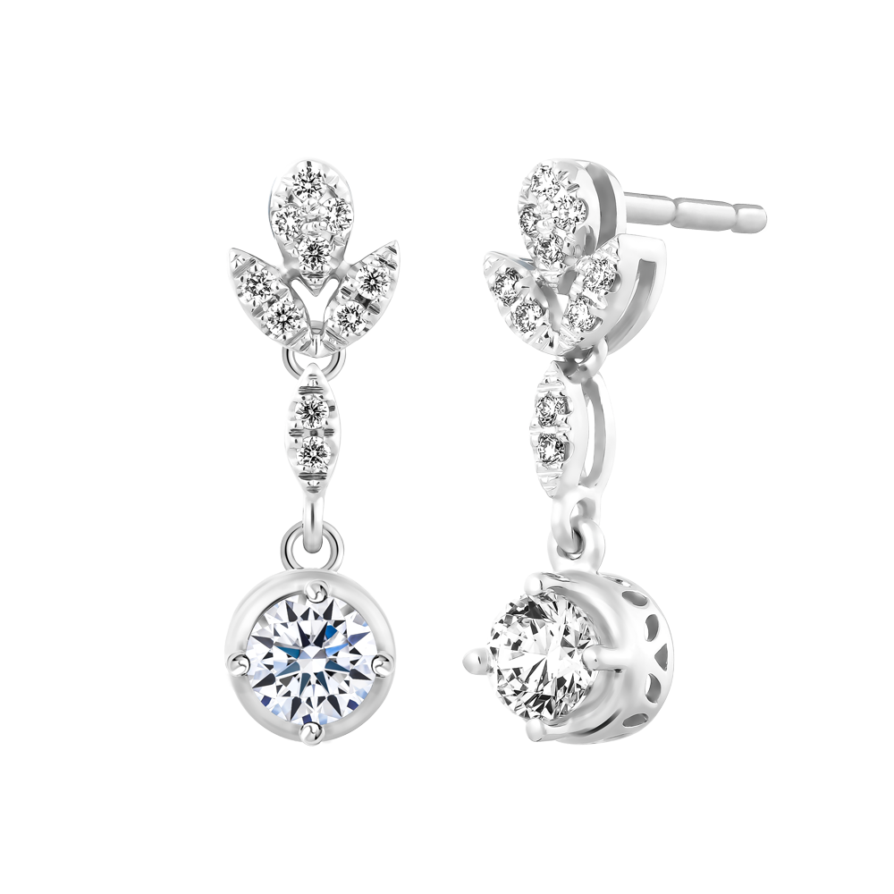 Hoa tai kim cương tấm vàng 14K Elani 3C