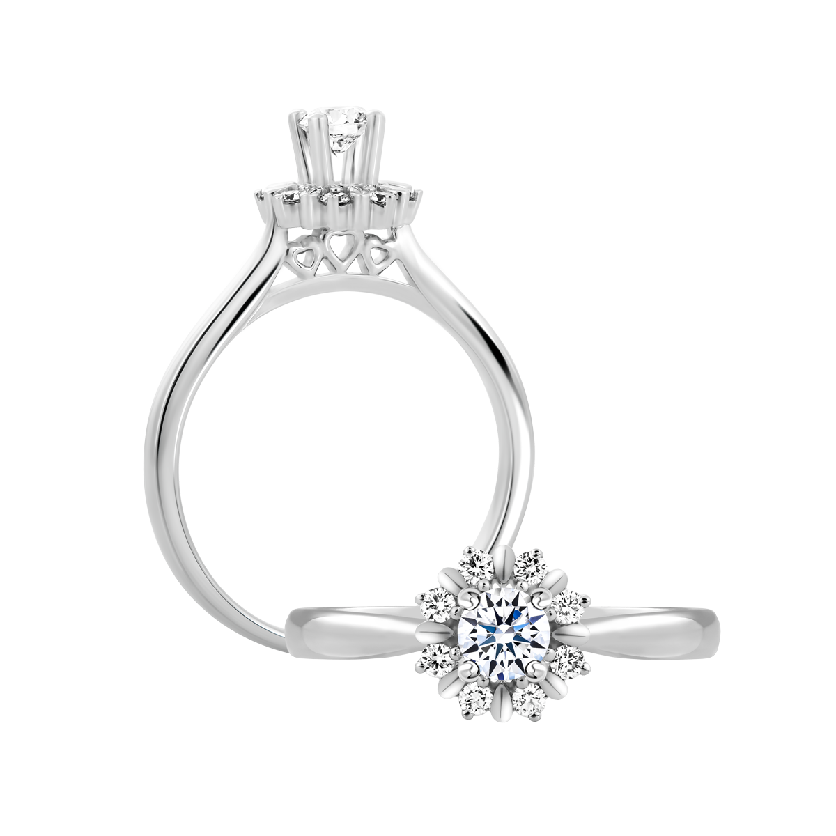 Nhẫn nữ kim cương 8 Hearts & Arrows vàng 14K Richy N H&A 2C GVRG0260196