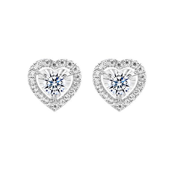 Hoa tai kim cương 8 Hearts & Arrows vàng 14K Heartest H&A 2C