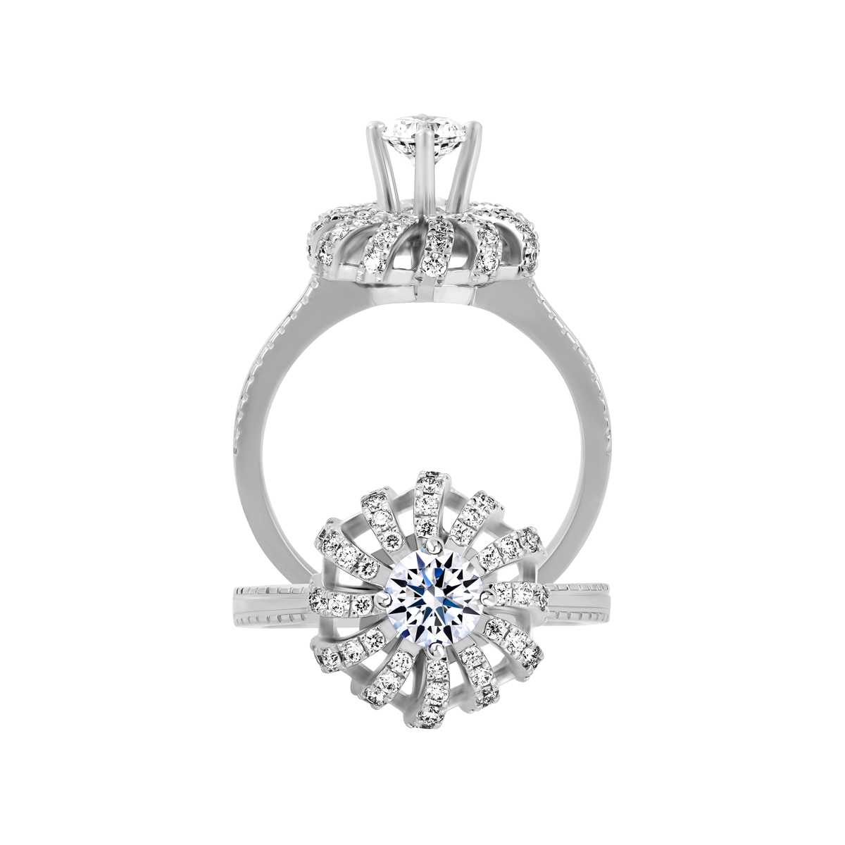 Ổ nhẫn nữ kim cương tấm vàng 14K Smooth N 3C