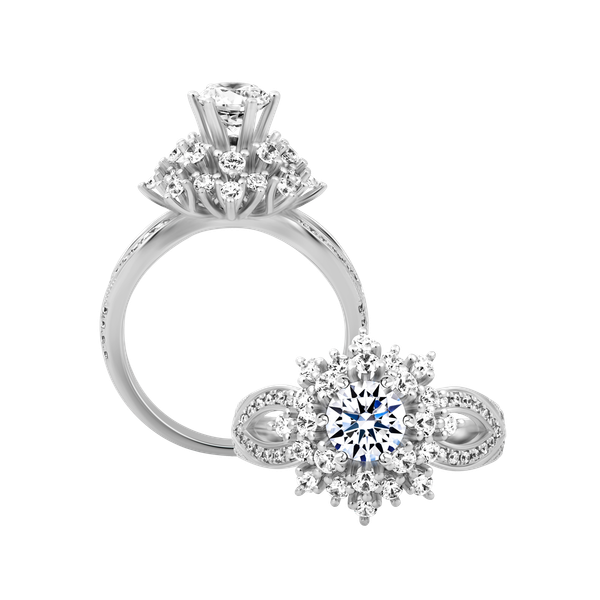 Nhẫn nữ đính đá CZ vàng 14K Florishes 1CT