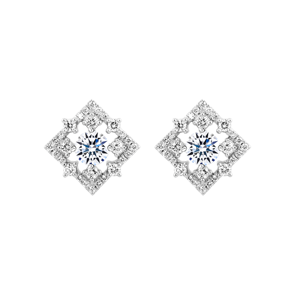 Hoa tai kim cương 8 Hearts & Arrows vàng 14K Flashy H&A 2C