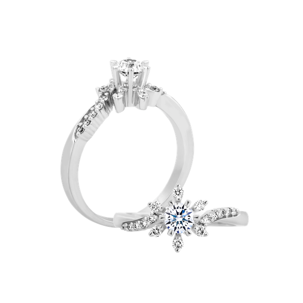 Nhẫn nữ kim cương 8 Hearts & Arrows vàng 14K Elites N H&A 2C