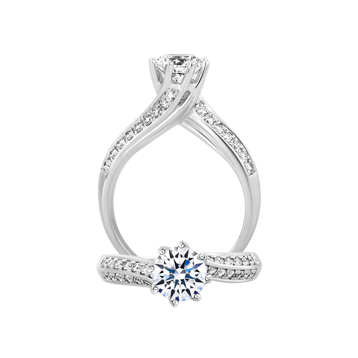Ổ nhẫn nữ kim cương tấm vàng 14K Volary 5C