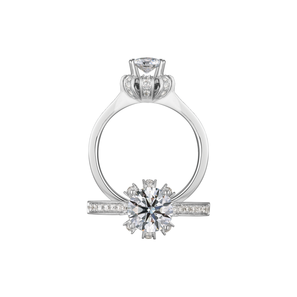 Nhẫn nữ kim cương tấm vàng 14K Macros 3C