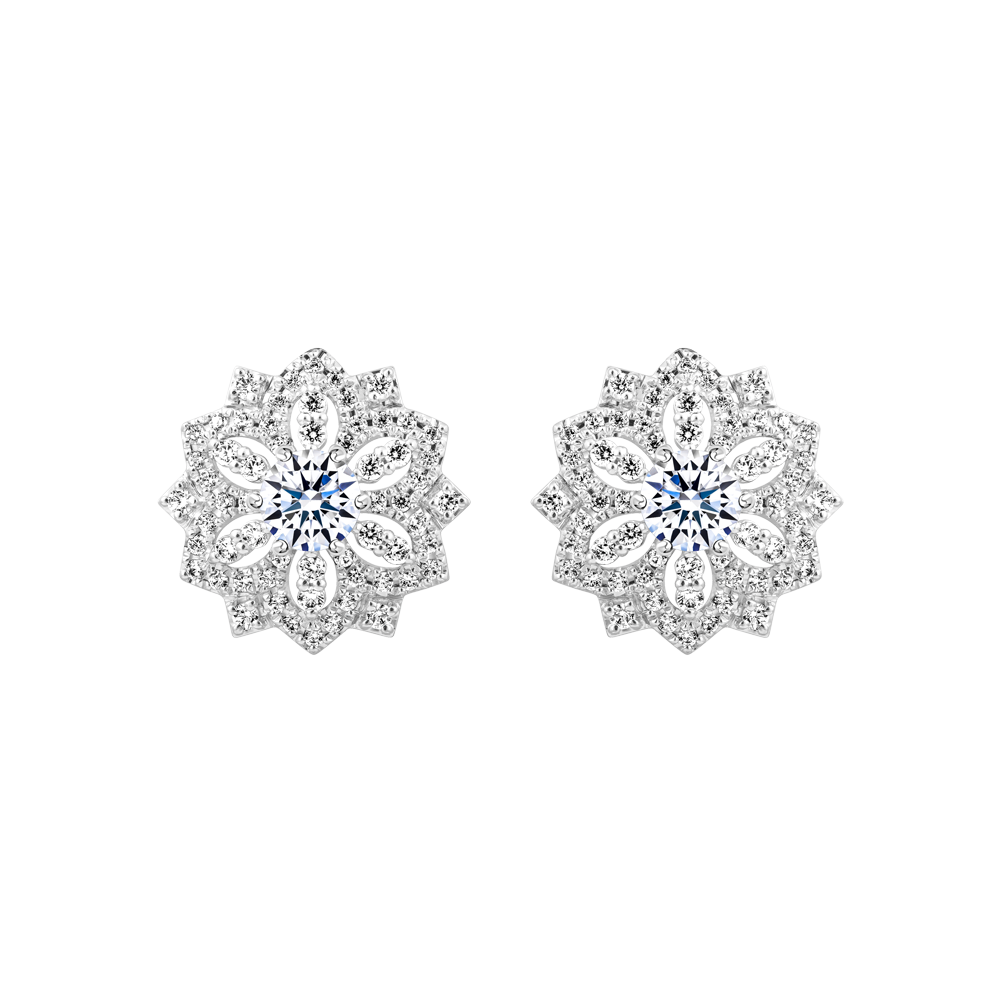 Hoa tai đính đá CZ vàng 14K Floria V2 2C