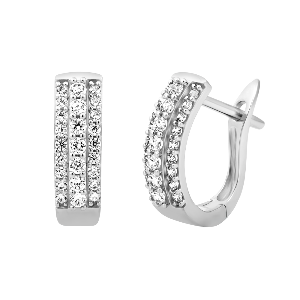 Hoa tai kim cương viên vàng 14K Certify