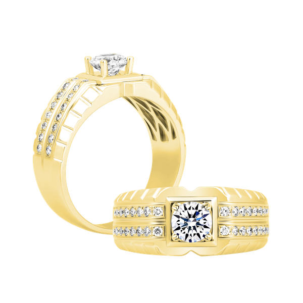 Nhẫn nam kim cương tấm vàng 14K Capital 5C Y