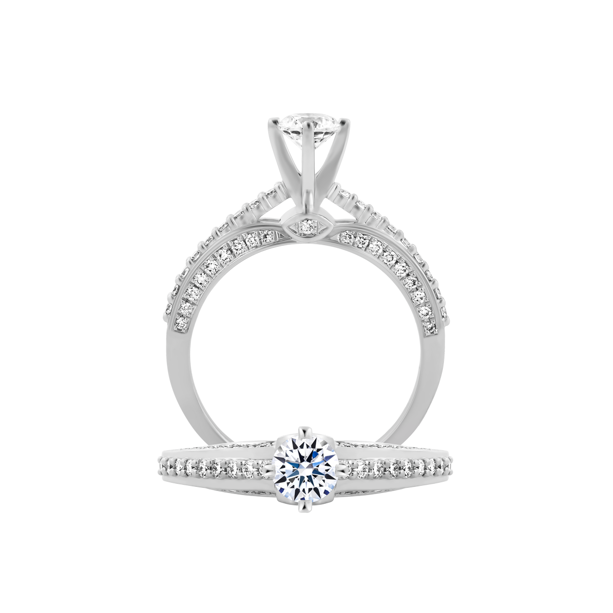 Nhẫn nữ kim cương 8 Hearts & Arrows vàng 14K Cordial H&A 3C
