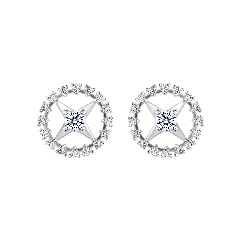 Hoa tai kim cương viên vàng 14K Emitily