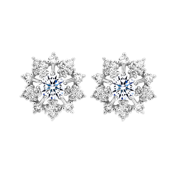 Hoa tai kim cương tấm vàng 14K Floweret 2C