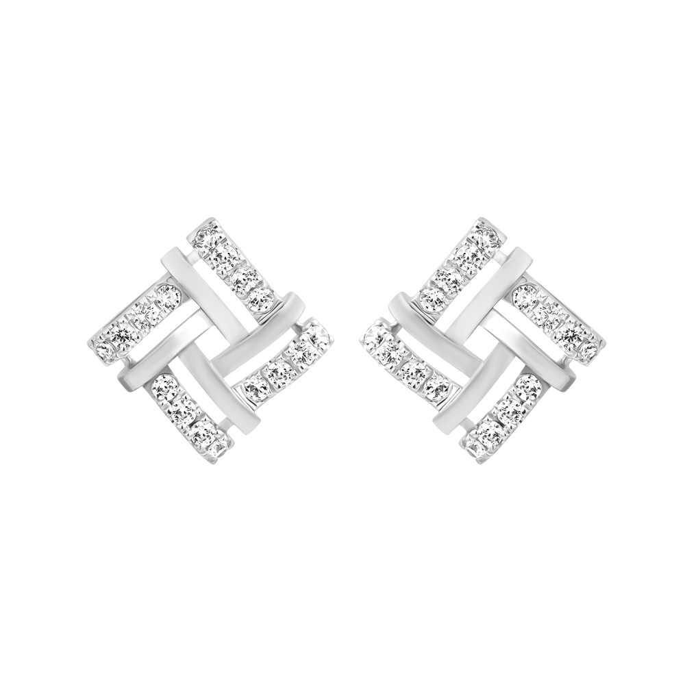 Hoa tai đính đá CZ vàng 18K Revelry