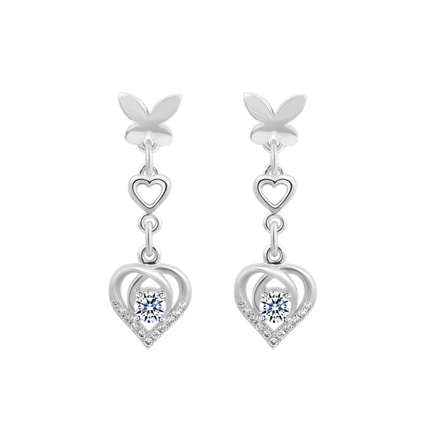 Hoa tai đính đá CZ vàng 14K Sweeting Heart