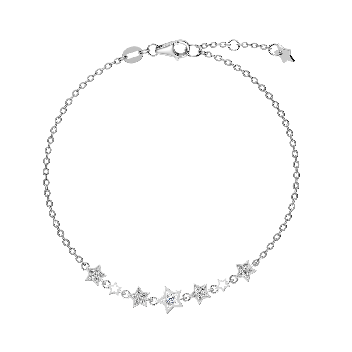 Dây tay đính đá CZ vàng 14K Starwin A