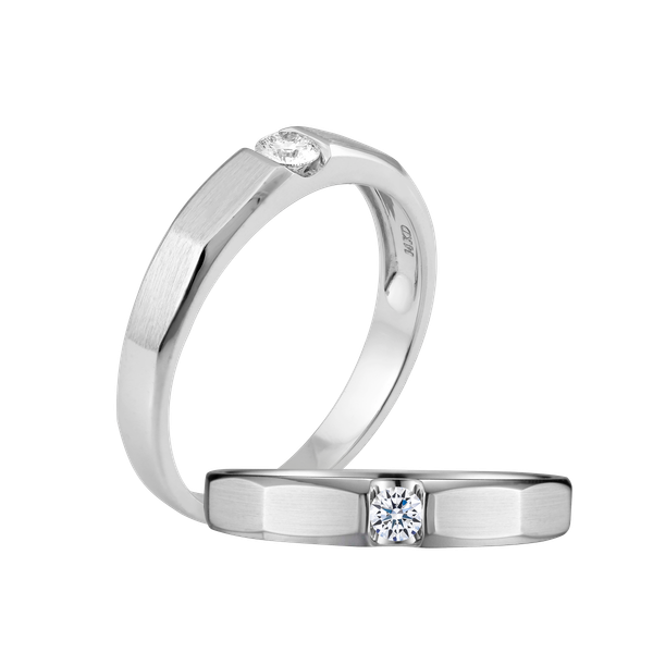 Nhẫn cưới nữ kim cương vàng 14K Malia 10p F