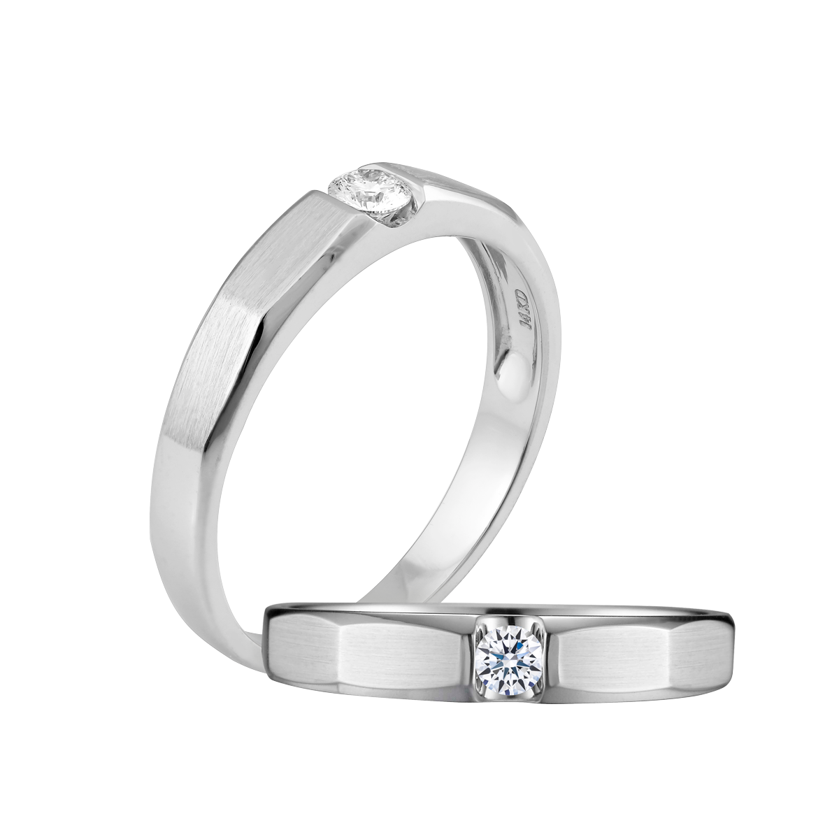 Nhẫn cưới nữ kim cương vàng 14K Malia 10p F