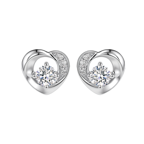 Hoa tai kim cương tấm vàng 14K Heartlet 2C