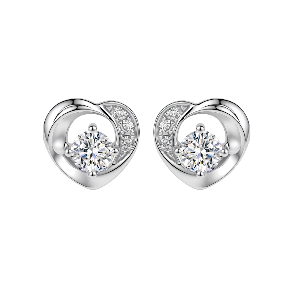 Hoa tai kim cương tấm vàng 14K Heartlet 2C