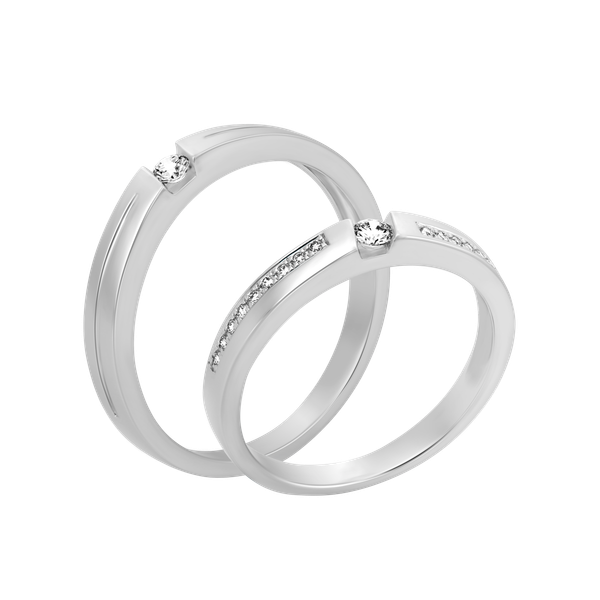 Nhẫn cưới nam kim cương viên vàng 14K Fluty M