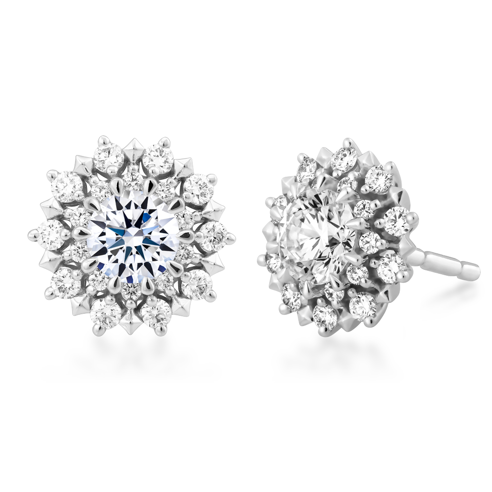 Hoa tai kim cương tấm platinum 950 Elysium 2C