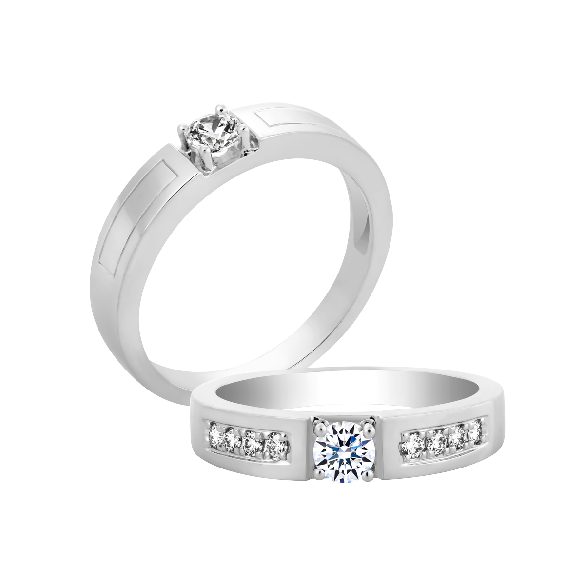 Nhẫn cưới nữ kim cương tấm vàng 14K Carolina 2C F