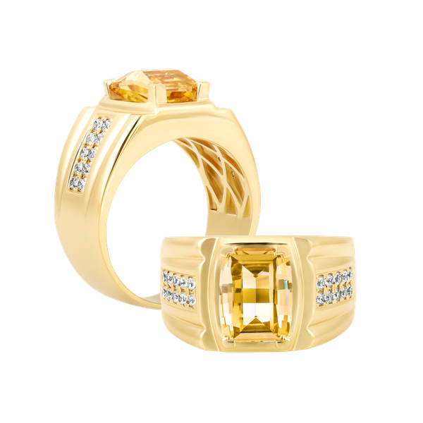 Nhẫn nam đính đá màu Champagne vàng 10K David S.CHA Y